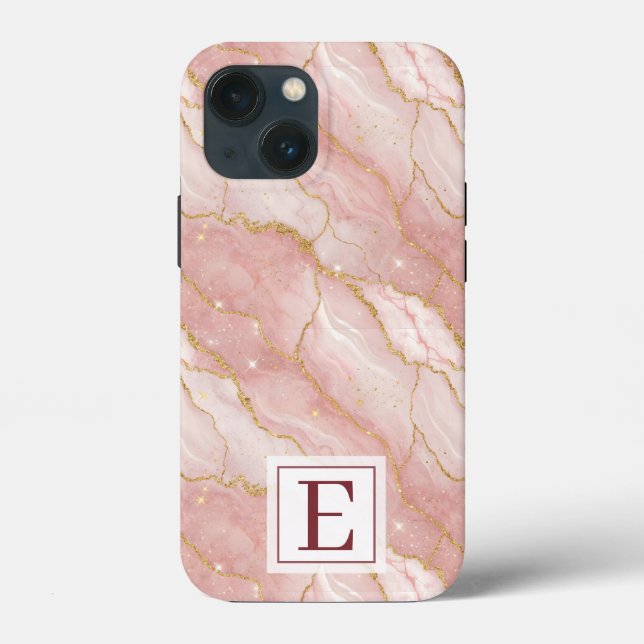 Coques Case-Mate iPhone Personalized Monogram Rose Quartz Gold (Verso)
