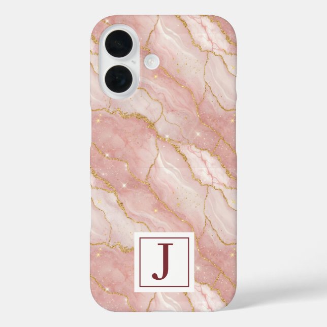 Coques Case-Mate iPhone Personalized Monogram Rose Quartz Gold (Verso)