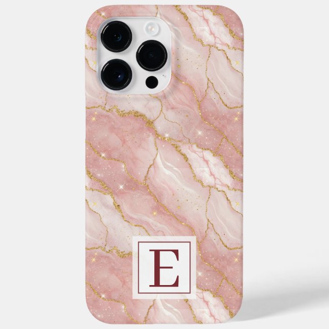 Coques Case-Mate iPhone Personalized Monogram Rose Quartz Gold (Verso)