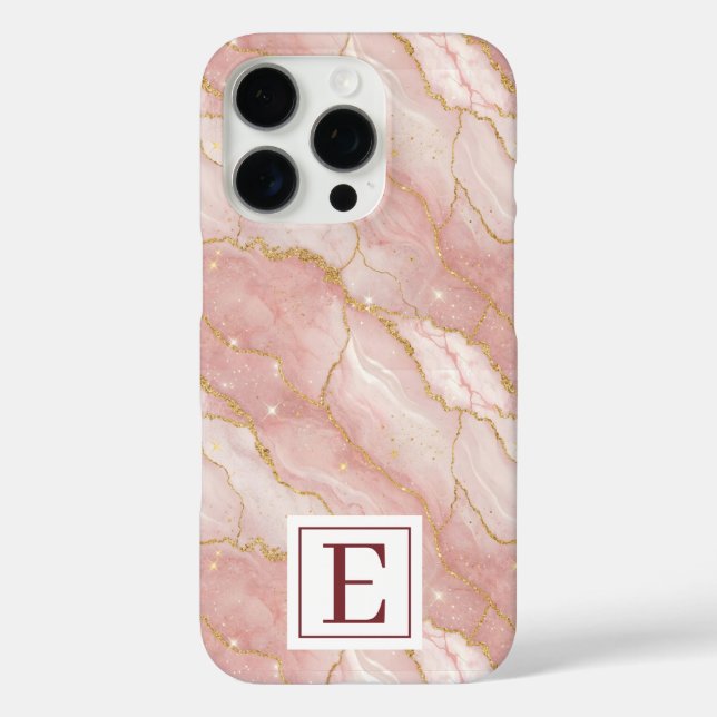 Coques Case-Mate iPhone Personalized Monogram Rose Quartz Gold (Verso)