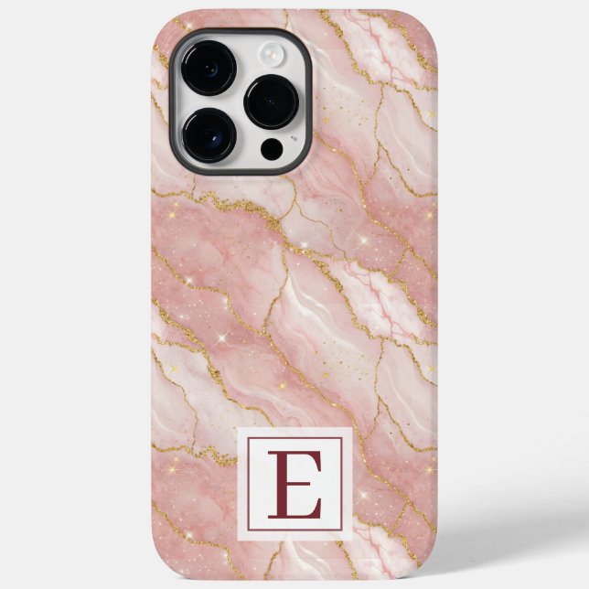 Coques Case-Mate iPhone Personalized Monogram Rose Quartz Gold (Verso)