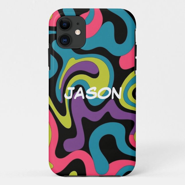 Coques Case-Mate iPhone Personalized Neon Abstract Pattern — Retro Design (Dos)