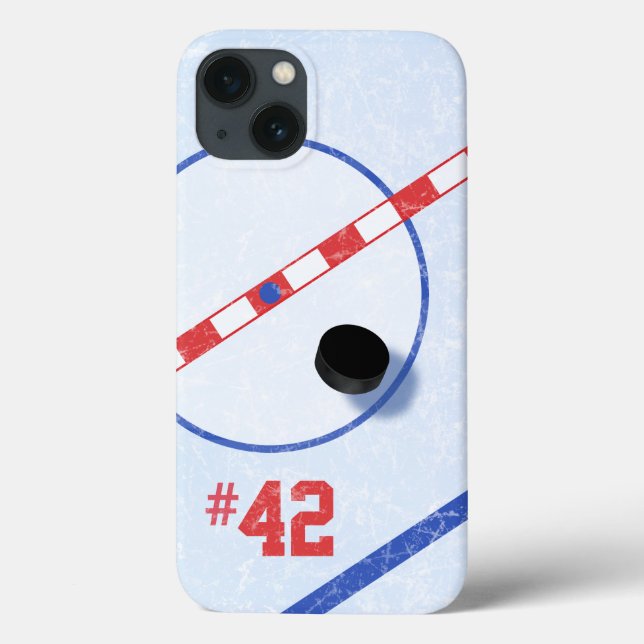 Coques Case-Mate iPhone Personalized Number, Center Ice Hockey Player (Verso)