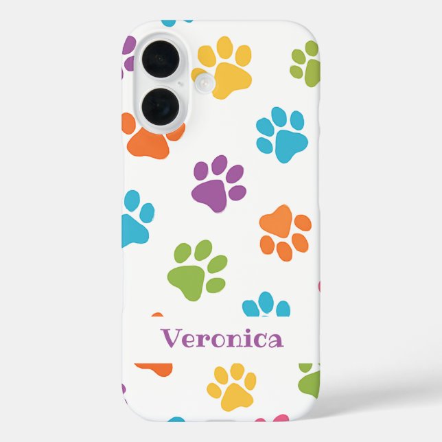 Coques Case-Mate iPhone Personalized Paw Print iPhone Case – Custom Name  (Verso)