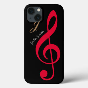 Etui iPhone 13 personalized red treble clef musif