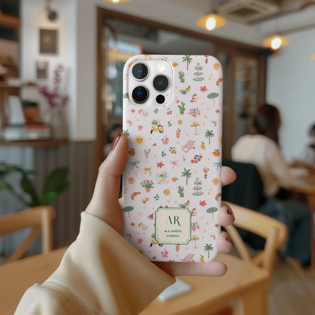 Coques Case-Mate iPhone Personalized Summer Watercolor Monogram (Créateur téléchargé)