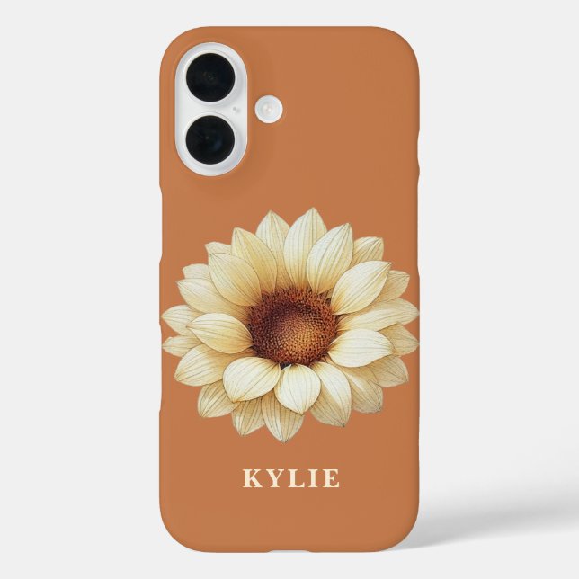 Coques Case-Mate iPhone Personalized Sunflower Name Terra Cotta Phone Case (Verso)
