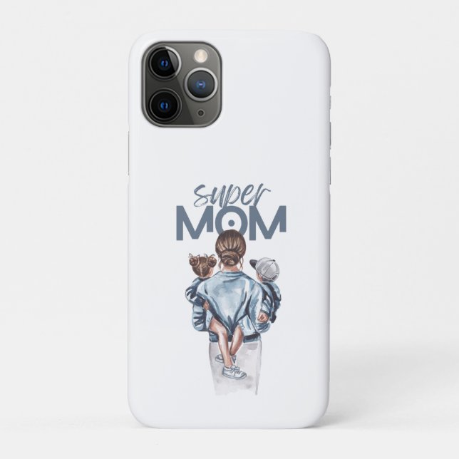 Coques Case-Mate iPhone Personalized Super Mom with Son and Daughter Gift (Dos)