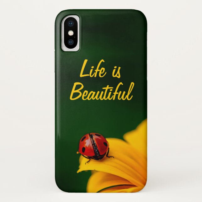 Coques Case-Mate iPhone Personalized Text with Ladybug and Sunflower (Dos)