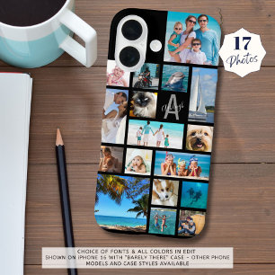 Coque Pour iPhone 16 Personnalisé 17 Photo Collage Monogramme Nom de vo