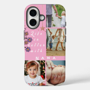 Coque Pour iPhone 16 Personnalisé 4 Photo Collage La vie est meilleure 
