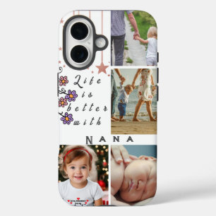 Coque Pour iPhone 16 Personnalisé 4 Photo Collage La vie est meilleure 