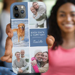 Case-Mate iPhone Case Personnalisé 4 Photo Collage Positif Citation Bleu<br><div class="desc">Boîtier téléphonique personnalisé pour iphone 11 pro max et de nombreux autres modèles. Le design comprend un collage photo personnalisé avec 4 de vos photos préférées, votre nom et la formulation "Chaque jour est un jour heureux". Le modèle photo est configuré pour vous permettre d'ajouter vos photos, en travaillant dans...</div>