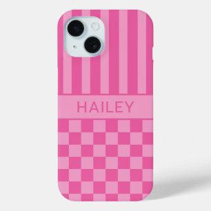 Coque Case-Mate iPhone Personnalisé à rayures à carreaux roses