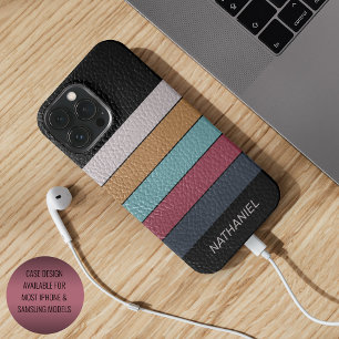 Coque Case-Mate iPhone Personnalisé Aqua bleu foncé rayures jaunes