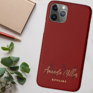 Case-Mate iPhone Case Personnalisé Avec Le Nom Rouge Or Moderne Monogram