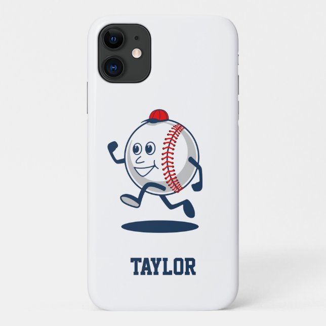 Coques Case-Mate iPhone Personnalisé Baseball Softball Cute Cartoon Nom C (Dos)