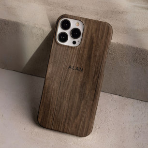 Coque iPhone 16 Pro Personnalisé Chic Moderne Rétro Brown Bois foncé