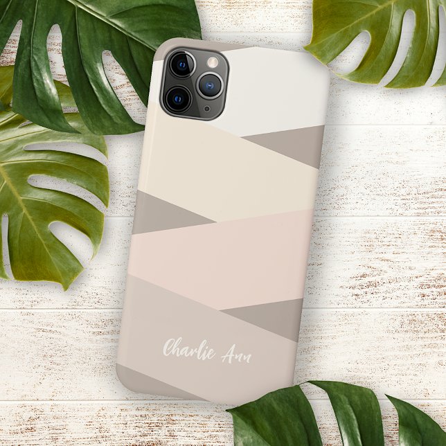 Coques Case-Mate iPhone Personnalisé Chic Naturel Tan Beige Taupe Bande D' (Créateur téléchargé)