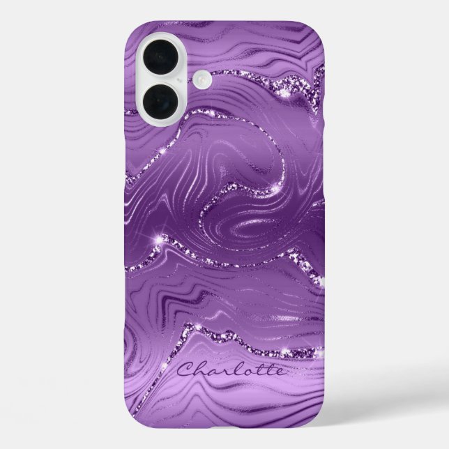 Coques Case-Mate iPhone Personnalisé Chic Purple Silver Parties scintillan (Verso)
