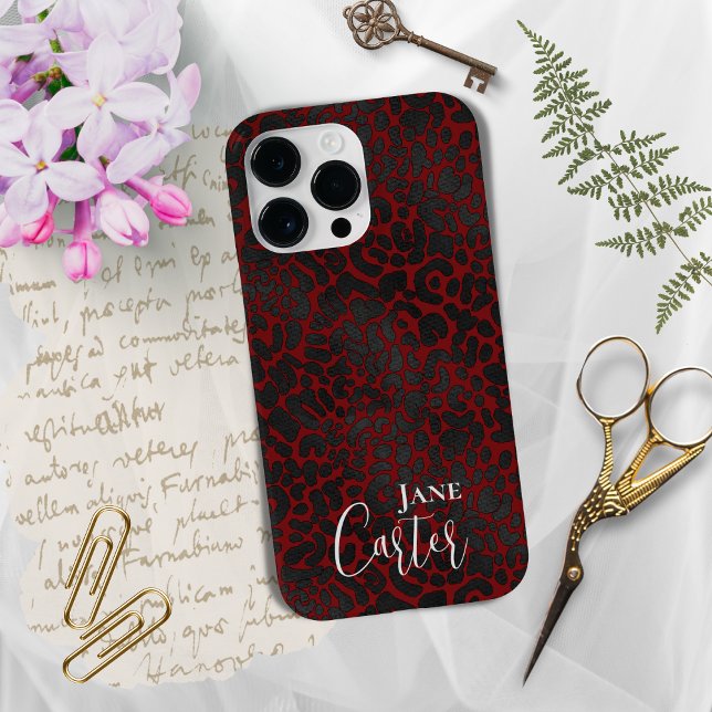Coques Case-Mate iPhone Personnalisé Elegant Rouge Léopard (Créateur téléchargé)