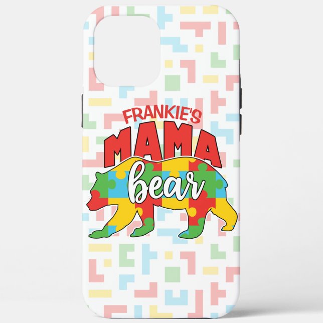 Coques Case-Mate iPhone Personnalisé Enfants NOM Mama Ours Sensibilisation (Verso)