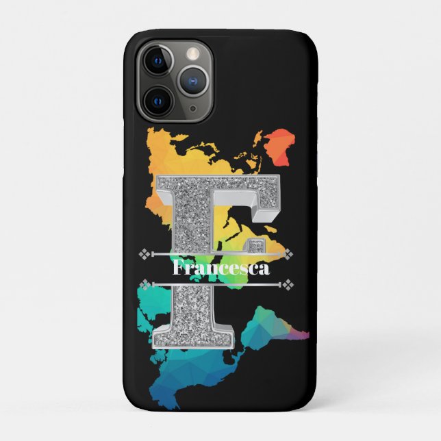 Coques Case-Mate iPhone Personnalisé F Monogramme initial d'argent Votre n (Dos)