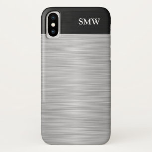 Coque iPhone X Personnalisé Faux acier inoxydable et noir