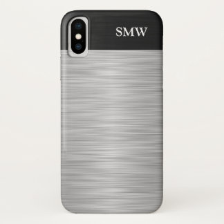 Coque iPhone X Personnalisé Faux acier inoxydable et noir