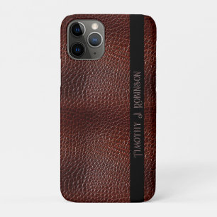 Case-Mate iPhone Case Personnalisé Faux Cuir Brown Embossé