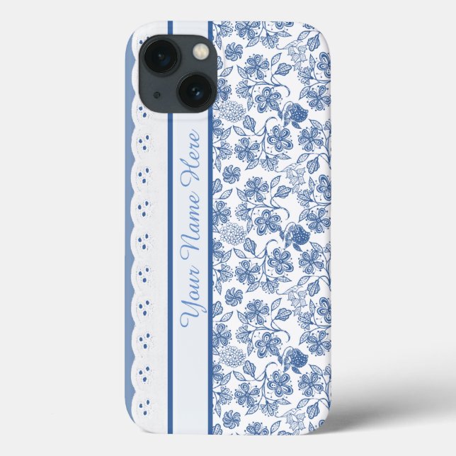 Coques Case-Mate iPhone Personnalisé Indigo Floral Faux Lace iPhone 6 Coqu (Verso)
