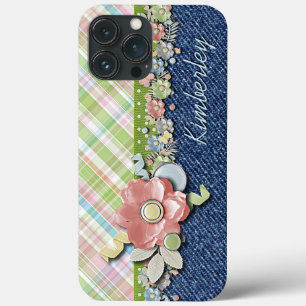 Etui iPhone Case-Mate Personnalisé Joli Pastel Floral Plaid Tartan Motif