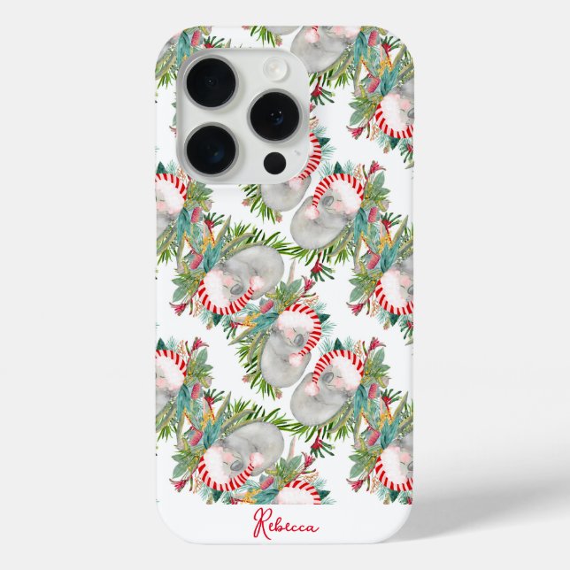 Coques Case-Mate iPhone Personnalisé Koala Christmas Blanc (Verso)