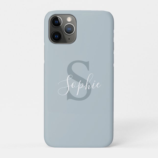 Coques Case-Mate iPhone Personnalisé Modern Blue Nom de famille Monogramme (Dos)