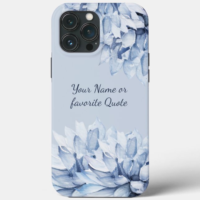 Coques Case-Mate iPhone Personnalisé Moderne Floral Dusty Bleu (Verso)