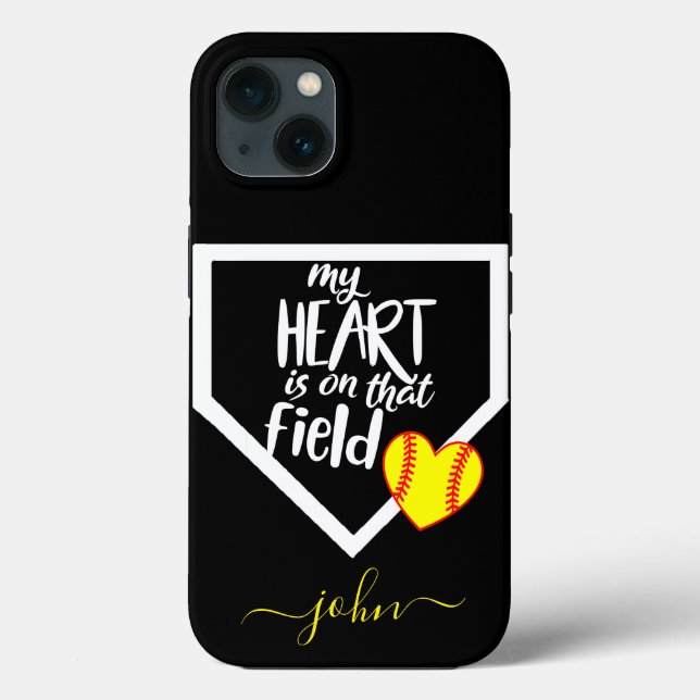Coques Case-Mate iPhone Personnalisé MON CŒUR EST SUR CE TERRAIN Maman Sof (Verso)