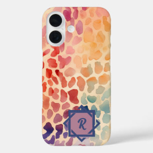 Coque Pour iPhone 16 Personnalisé Monogramme Aquarelle coloré Artiste