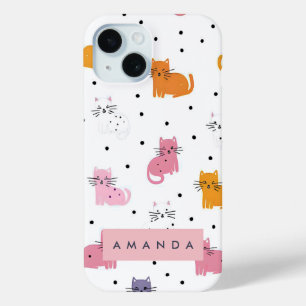 Coque Case-Mate iPhone Personnalisé Motif de chat jouant avec Pois