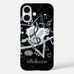 Coque Pour iPhone 16 Personnalisé Musical Star note designer motif