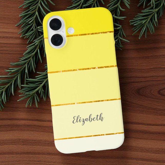 Coques Case-Mate iPhone Personnalisé Nom Perky Jaune Bande de couleurs Pal (template iPhone case)