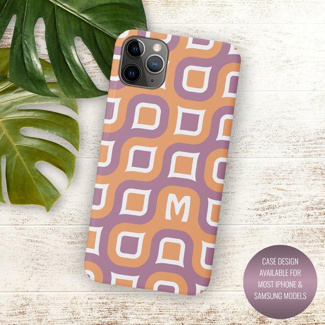 Coques Case-Mate iPhone Personnalisé Orange Violet Blanc Milieu de siècle (Créateur téléchargé)