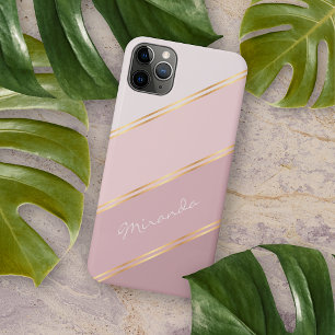 Case-Mate iPhone Case Personnalisé Pastel Mauve Rose Blush Pink Art Stri