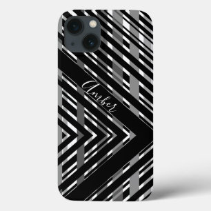 Case-Mate iPhone Case Personnalisé rayé code-barres chevron gris noir