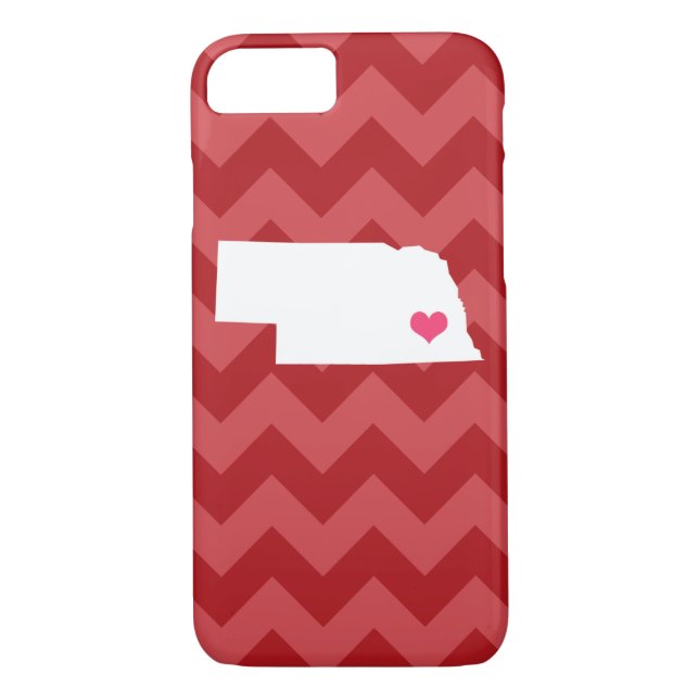 Coques Case-Mate iPhone Personnalisé Red Chevron Nebraska Heart (Dos)
