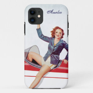 Coques Pour iPhone Personnalisé Retro Fly Girl