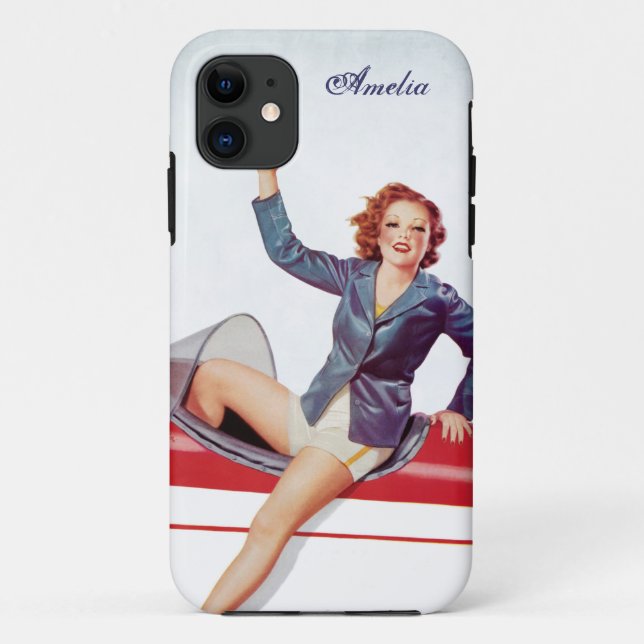 Coques Case-Mate iPhone Personnalisé Retro Fly Girl (Dos)