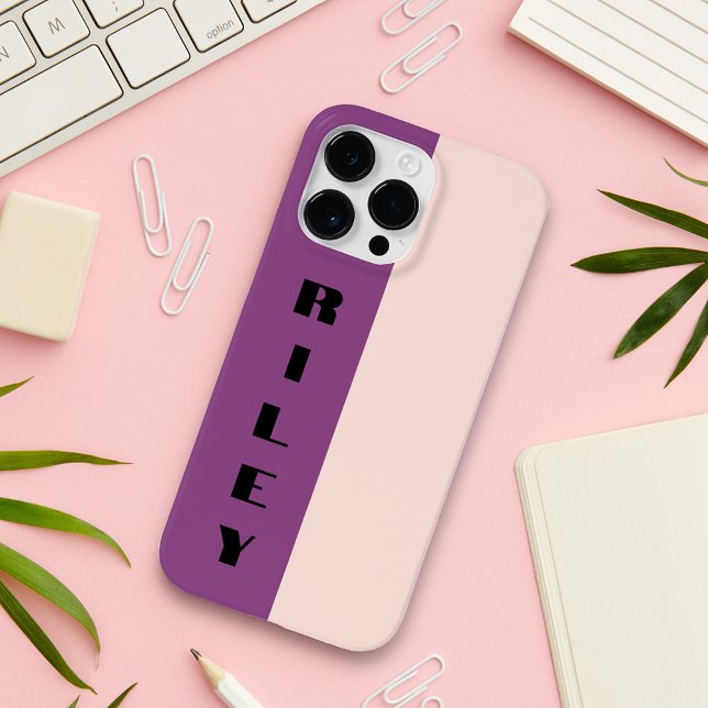 Coques Case-Mate iPhone Personnalisé Rose de bloc couleur rose pourpre gra (Créateur téléchargé)