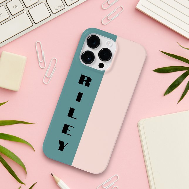 Coques Case-Mate iPhone Personnalisé Rose de bloc couleur rose Turquoise G (Créateur téléchargé)