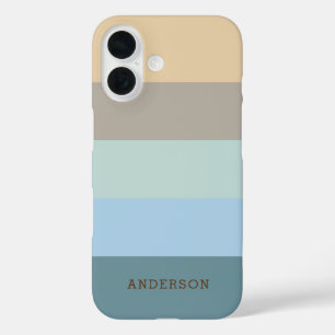 Coque Pour iPhone 16 Personnalisé -Sable Brown Bleu Beige Turquoise