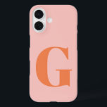 Coque Pour iPhone 16 Personnalisé Simple Bold Monogramme rose et orange<br><div class="desc">Personnalisé Simple Bold Monogram Pastel Rose et Orange Coque-Mate coque iphone</div>
